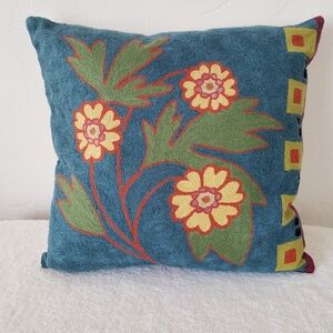 Handmade decorative embroidered colorful pillow